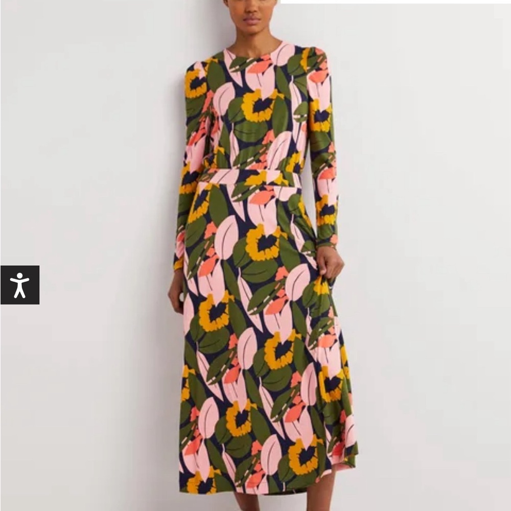 Puff Sleeve Jersey Midi Dress